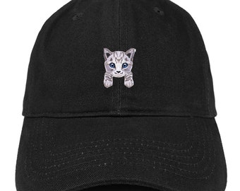 Stitchfy Grey Tabby Cat Kitten Patch Low Profile Soft Cotton Baseball Cap (SF-AP0069-SAN-CP77)