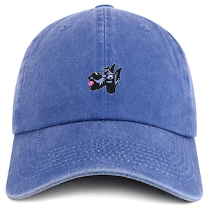Stitchfy Cartoon Black Dog Face Embroidered Patch Pigment Dyed Cotton Baseball Cap (SF-AP0426-MGC-7601)