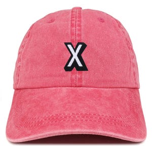 Gorra de béisbol lavada con parche "X" del alfabeto de Stitchfy, teñida con pigmentos (SF-AP0111-MGC-7601)