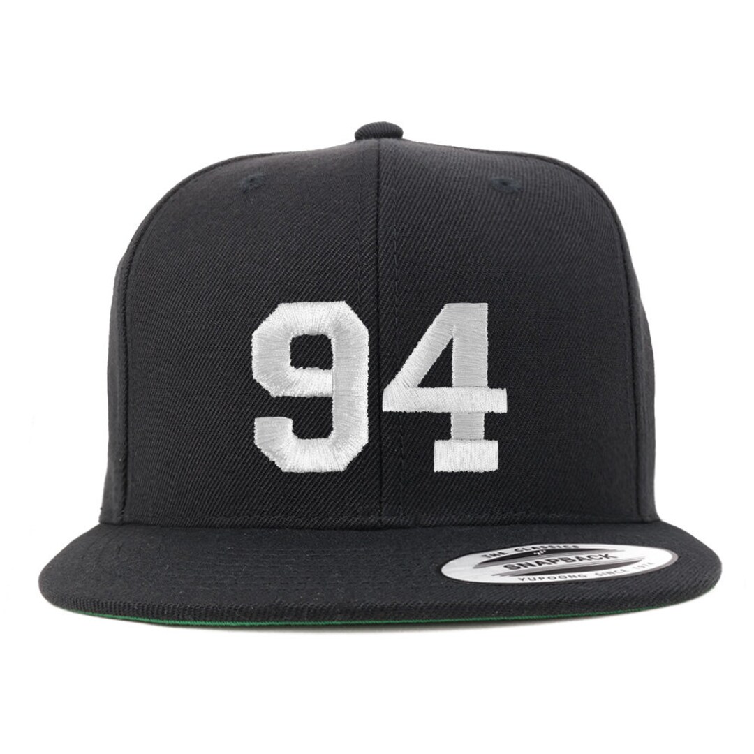 Stitchfy Number 94 White Thread Embroidered Flat Bill Snapback Baseball ...