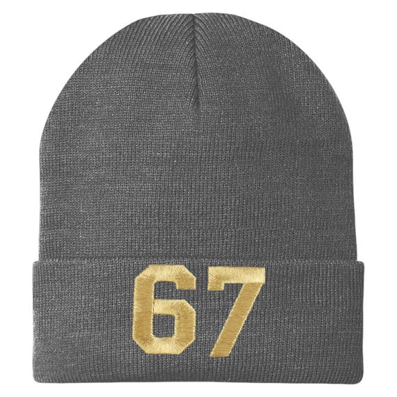 GOLDEN 1978 EMBROIDERY BEANIEビーニー Stitchfy Number 67 Gold Thread Embroidered Winter Long Cuff Beanie