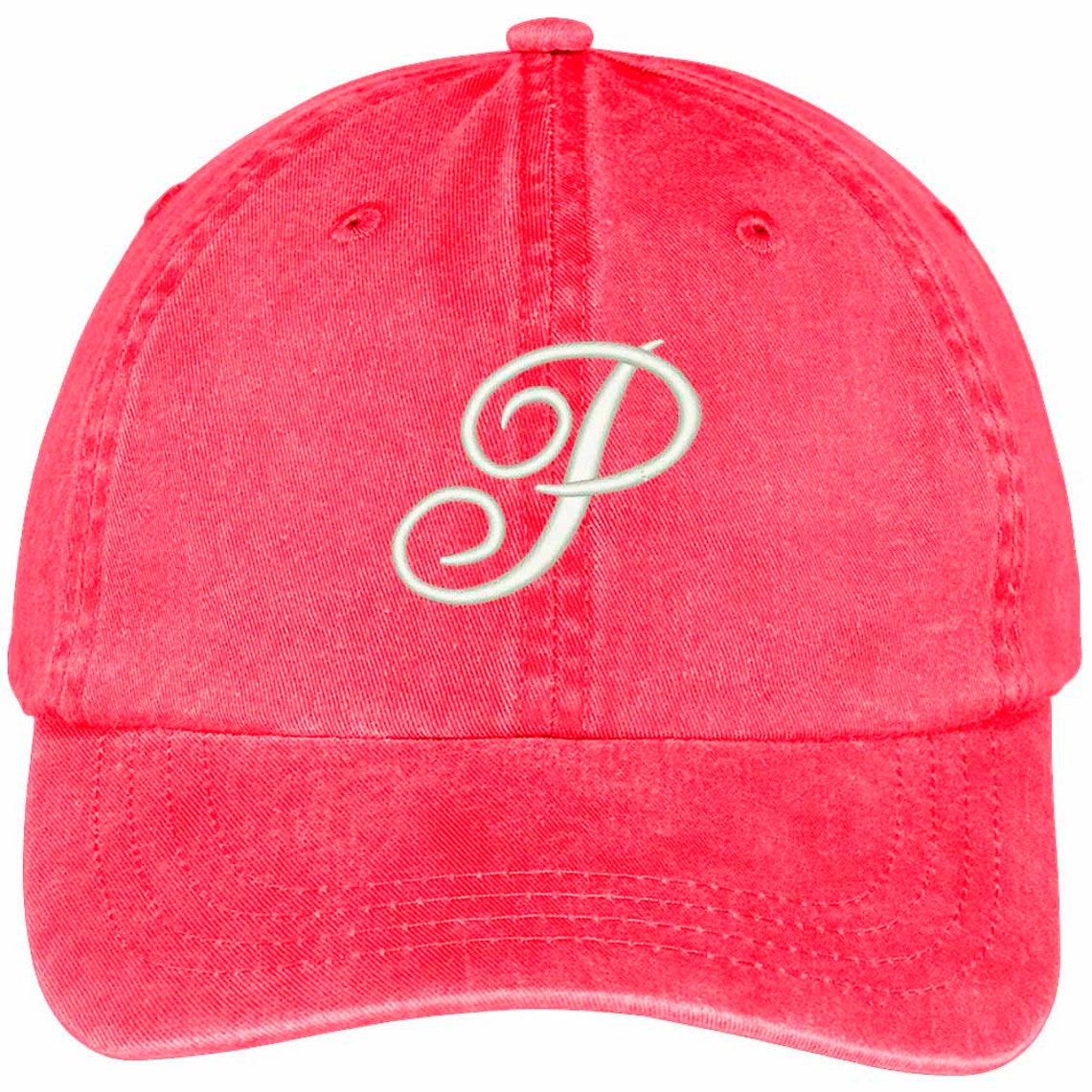 Stitchfy Letter P Script Monogram Font Embroidered Washed Cotton Cap - Etsy