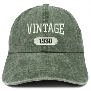 Stitchfy Vintage 1930 Birthday Embroidered Pigment Dyed Washed Baseball Cap (SF-VINLOG1930-MGC-7601)