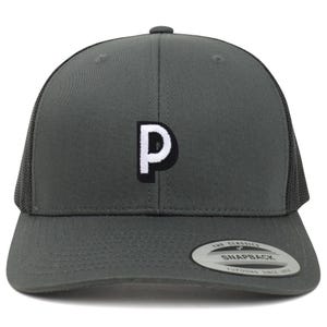 Gorra de malla de camionero de 6 paneles con parche del alfabeto P de Stitchfy (SF-AP0103-FLX-6606)