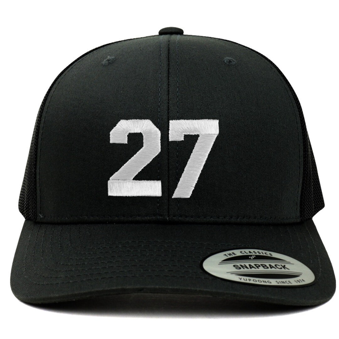 Stitchfy Number 27 White Thread Embroidered Retro Trucker