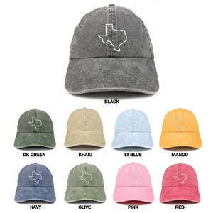 Stitchfy Texas State Outline Embroidered Washed Cotton Adjustable Cap (SF-LOG016-MGC-7601)