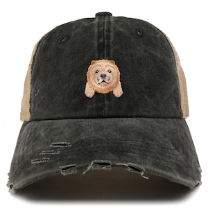 Stitchfy Chow Chow Patch Frayed Bill Trucker Mesh Back Cap(SF-AP0008-NIS-GN-1012)
