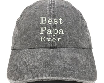 Stitchfy Best Papa Ever Embroidered Washed Cotton Adjustable Baseball Cap