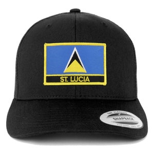 Stitchfy St Lucia Flag Patch Retro Trucker Mesh Keps