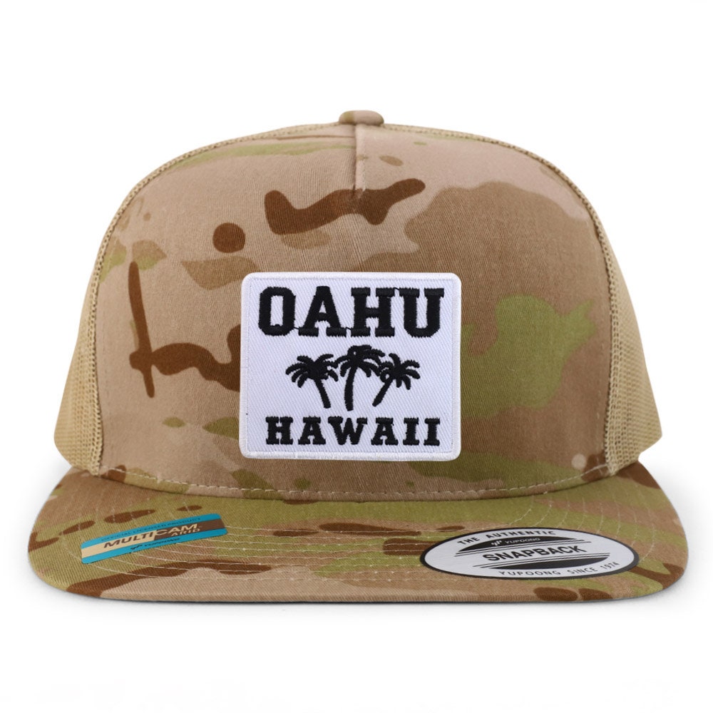Stitchfy Oahu Hawaii 5 Panel Flat Bill Trucker Mesh Baseball