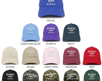 Stitchfy Kauai Hawaii Embroidered Low Profile Soft Cotton Brushed Baseball Cap