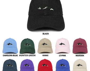 Stitchfy Orca Killer Whale Embroidered Brushed Cotton Dad Hat Cap (SF-LOG027-SAN-CP77)