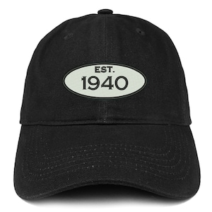 Stitchfy Stabilito 1940 Compleanno Ricamato Spazzolato Cotone Papà Cappello Cappello (SF-ESTLOG1940-SAN-CP77)