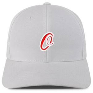 May include: A gray baseball cap with a red and white embroidered letter "O" on the front.