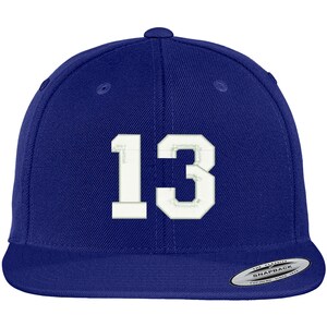 Number 53 Flat Bill Snapback Cap | Embroidered Collegiate Font, Green Undervisor, One Size Fits Most - View #14