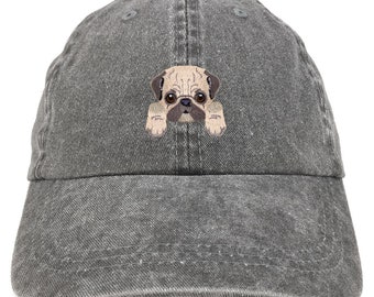 JTRVW Love Pug Denim Hat Adjustable Women Vintage Baseball Hat
