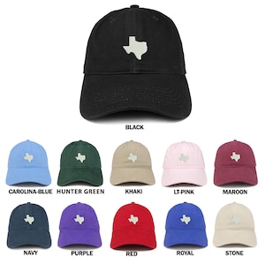Stitchfy Texas State Map bordado boné de beisebol de algodão macio de perfil baixo