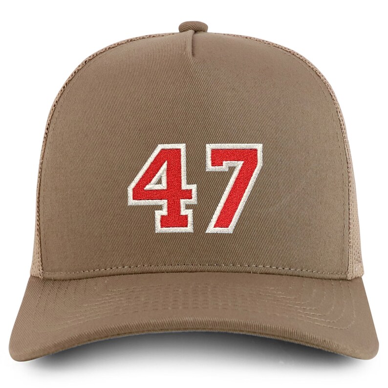 Stitchfy Number 47 Varsity Font Embroidered 5 Panel Structured Snapback ...