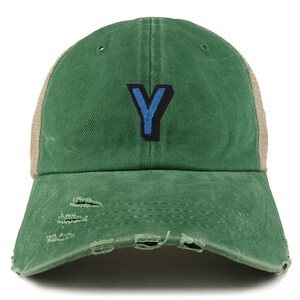 Gorra de camionero con visera deshilachada y parche del alfabeto Y de Stitchfy (SF-AP0112-NIS-GN-1012)
