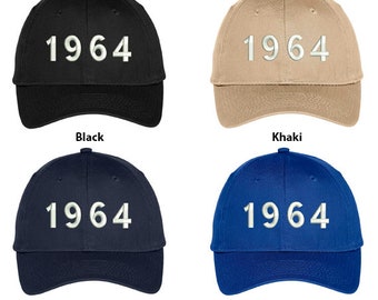 Stitchfy 1964 Birthday Year Embroidered Structured High Profile Baseball Cap (SF-TXT062-OTC-27-079)