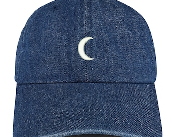 Stitchfy Crescent Moon Embroidered 100% Cotton Denim Cap Dad Hat