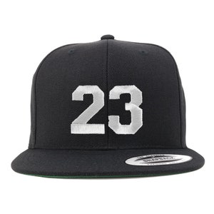 Stitchfy Number 23 White Thread Embroidered Flat Bill Snapback Baseball Cap (SF-TXT228-FLX-6089M)