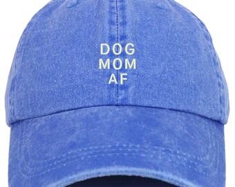 Stitchfy Dog Mom AF Embroidered Washed Low Profile Cap