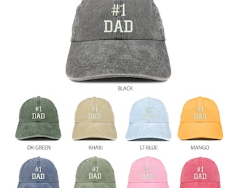 Stitchfy Number 1 Dad Embroidered Pigment Dyed Low Profile Cotton Cap