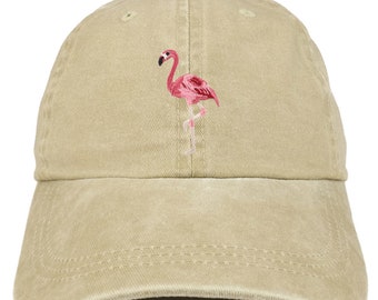 Stitchfy Flamingo Patch Pigment Dyed Washed Baseball Cap (SF-AP0041-MGC-7601)