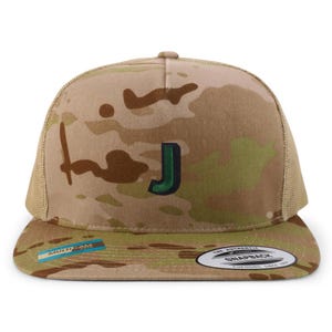 Gorra de camionero de 5 paneles con parche de la J del alfabeto de Stitchfy (SF-AP0097-FLX-6006)