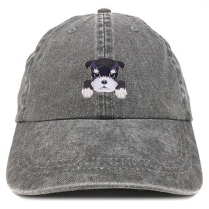 Stitchfy Schnauzer Patch Pigment Dyed Washed Baseball Cap (SF-AP0005-MGC-7601)