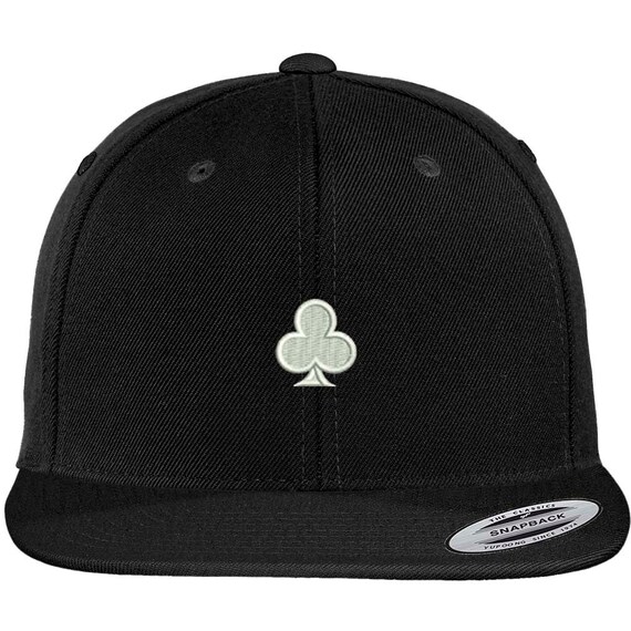 Stitchfy Poker Clovers Embroidered Flat Bill Snapback Cap