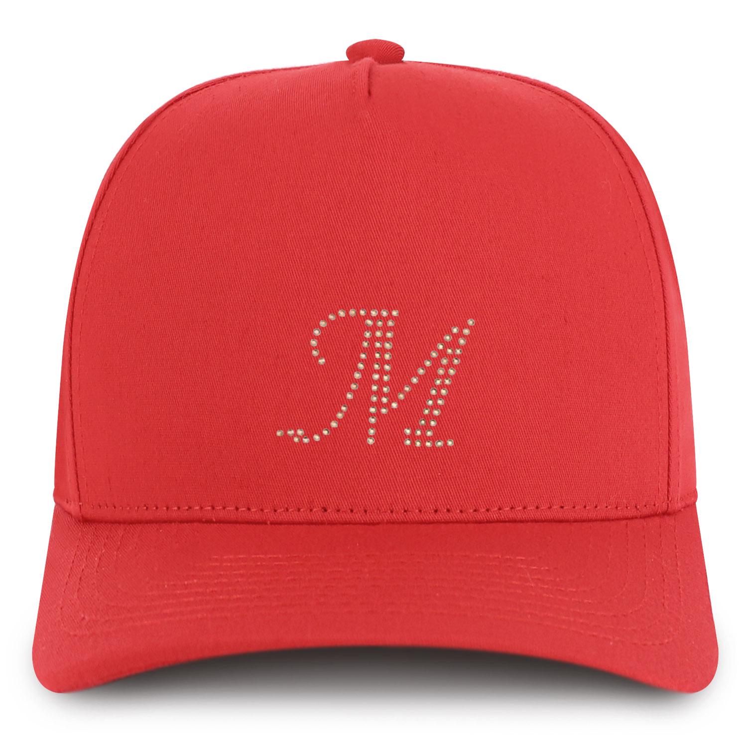 Stitchfy Letter M Rhinestone Patch 5 Panel Cotton Baseball Cap (SF ...