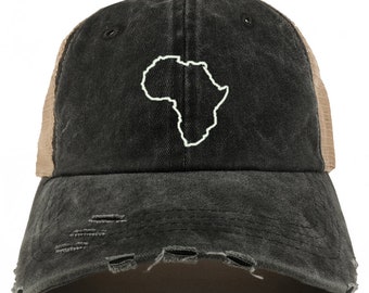 Stitchfy Africa Map Outline Washed Front Mesh Back Frayed Bill Cap