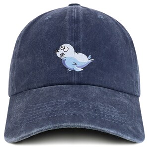 Stitchfy Seal Cartoon Patch Pigment geverfd zacht katoenen baseballpet (SF-AP0283-MGC-7601)