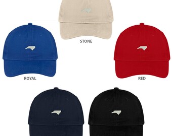 Stitchfy North Carolina State carte brodée en coton doux profil bas brossé casquette de Baseball