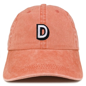Gorra de béisbol lavada con parche del alfabeto D de Stitchfy, teñida con pigmentos (SF-AP0091-MGC-7601)