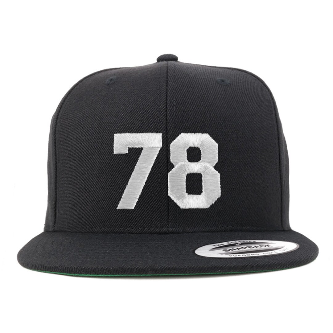 Stitchfy Number 78 White Thread Embroidered Flat Bill Snapback Baseball ...