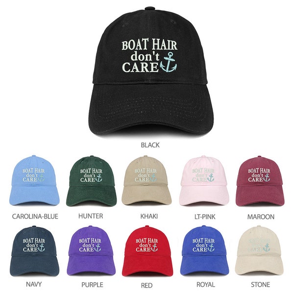 Stitchfy Boat Hair Don't Care Anchor Embroidered Soft Cotton Dad Hat