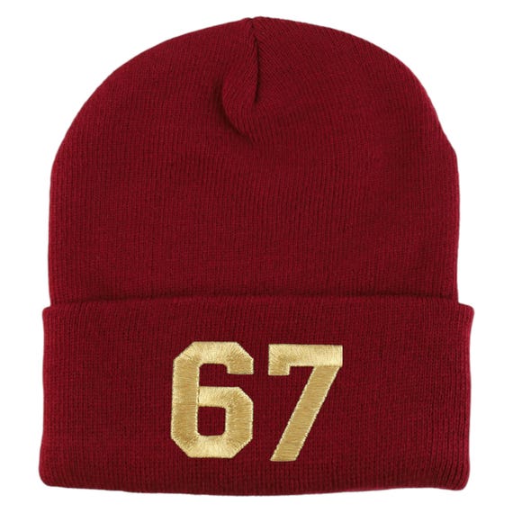 Stitchfy Number 67 Gold Thread Embroidered Winter Long Cuff Beanie