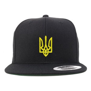 Stitchfy Ukrainische Nationale Symbol Bestickte Flat Bill Snapback Baseballkappe (SF-LOG2025-FLX-6089M)