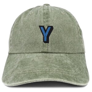 Gorra de béisbol lavada con parche del alfabeto Y de Stitchfy, teñida con pigmentos (SF-AP0112-MGC-7601)