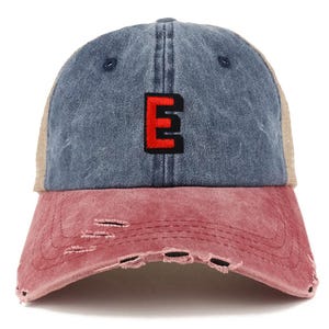 Gorra de camionero con visera deshilachada y parche del alfabeto E de Stitchfy (SF-AP0092-NIS-GN-1012)