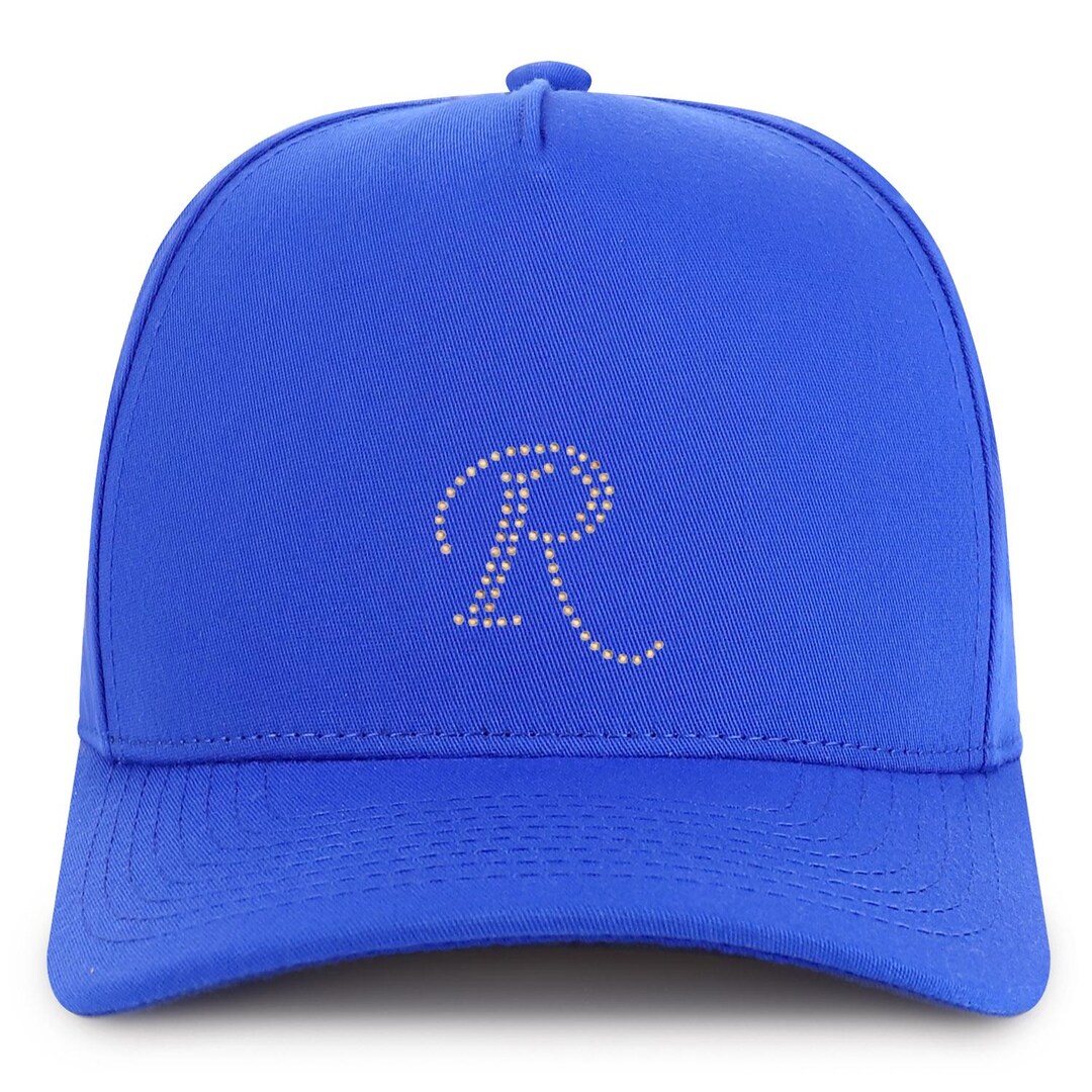 Letter R Hat Stitchfy Letter R Rhinestone Patch 5 Panel Cotton Baseball Cap (SF ...