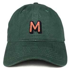 Gorra de béisbol de algodón suave de perfil bajo con parche "M" del alfabeto de Stitchfy (SF-AP0100-SAN-CP77)