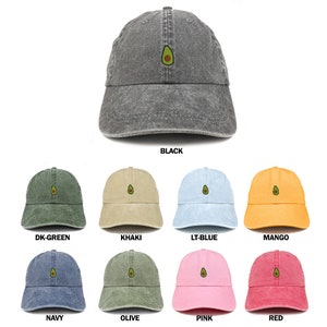 Stitchfy Avocado Embroidered Washed Cotton Adjustable Cap
