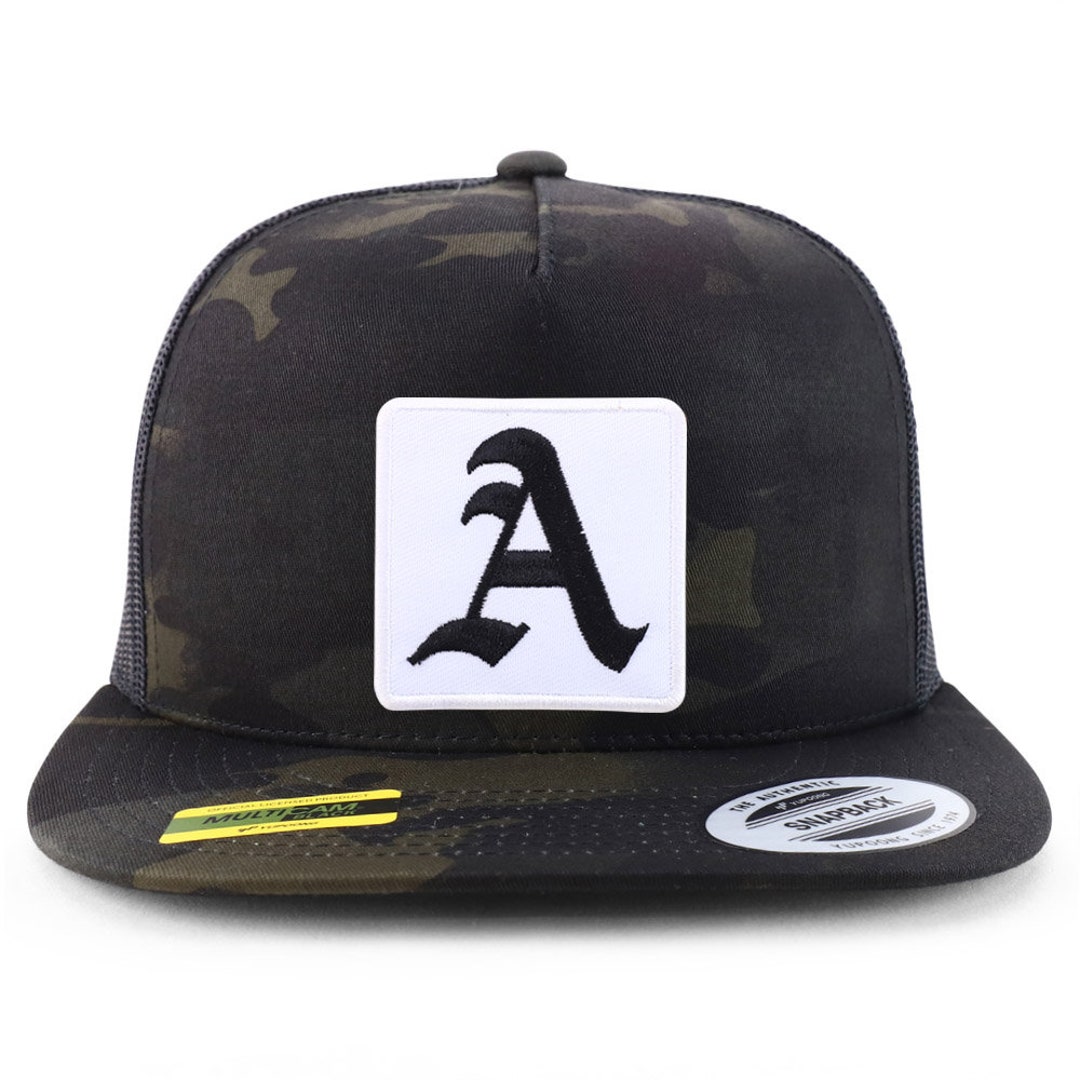 Old English Gold 'D' Embroidered Trucker Hat - Retro Mesh Baseball Cap, Adjustable Snapback, One Size Fits Most - View #6