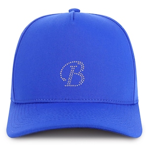Gorra de béisbol de algodón de 5 paneles con parche de estrás de la letra B de Stitchfy (SF-AP0329-NIS-GNV-007)