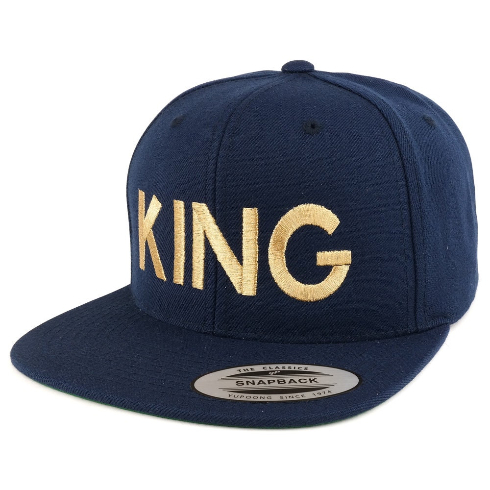 King Gold Embroidered 5 Panel Flat Bill Mesh Cap - Red & Black, Adjustable Snapback, One Size Fits Most