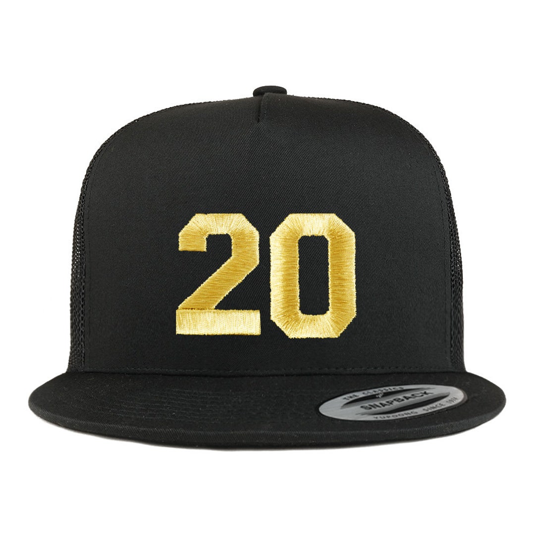 gっfy Stitchfy Number 9 Gold Thread Embroidered 5 Panel Flat Bill